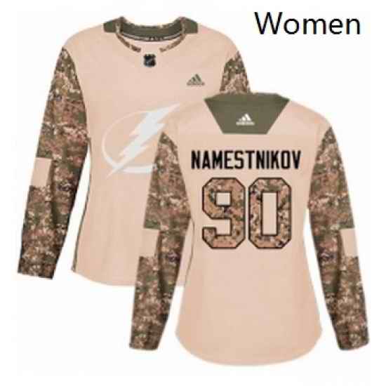 Womens Adidas Tampa Bay Lightning 90 Vladislav Namestnikov Authentic Camo Veterans Day Practice NHL Jersey